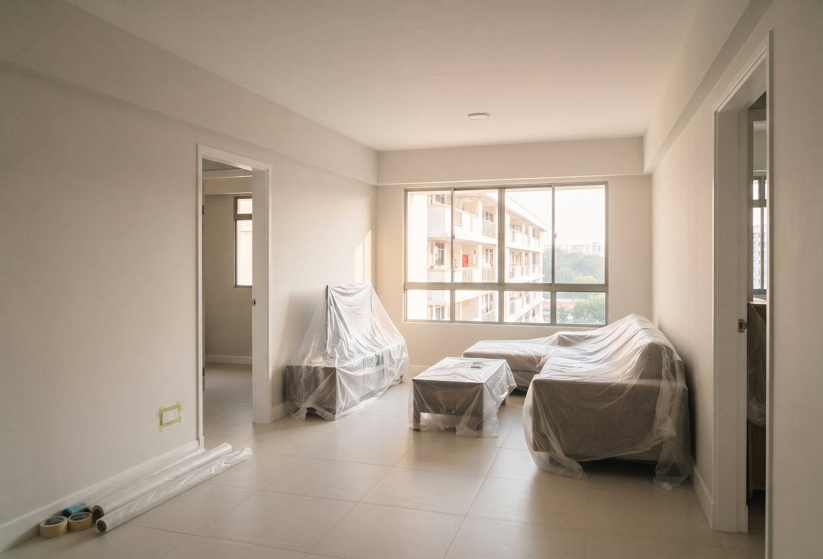 Freshly repainted HDB living room