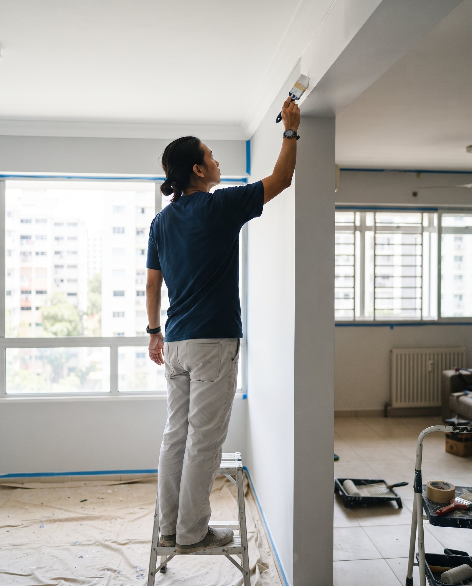RF Vista painter cutting in a ceiling line
