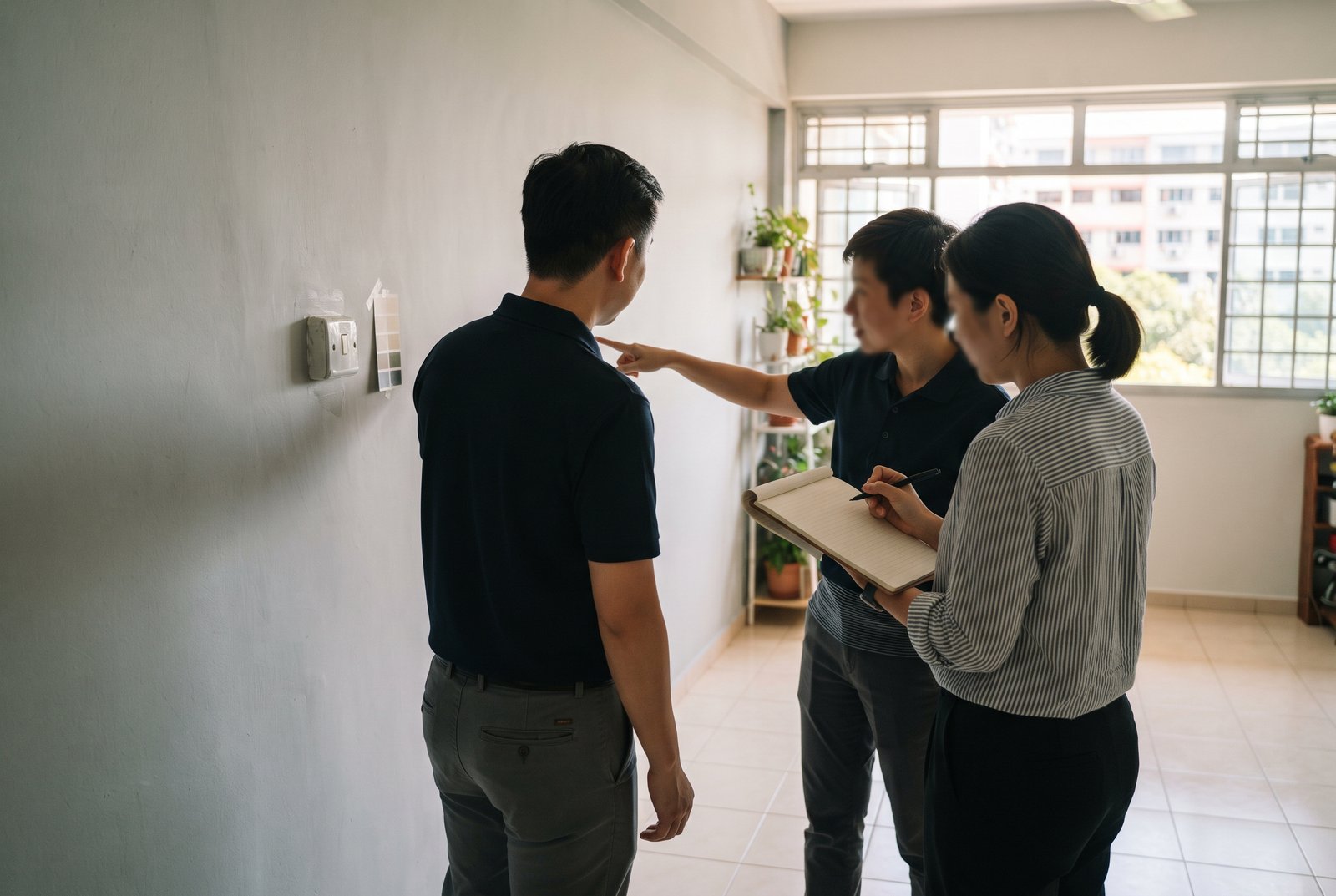 Painter discussing colours with a homeowner during a site visit